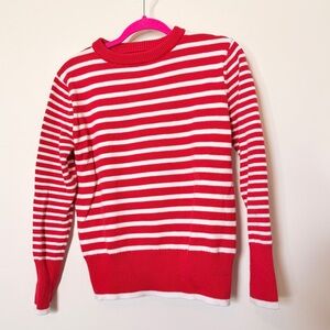 Addison Bay Red & White Striped Crewneck Sweater